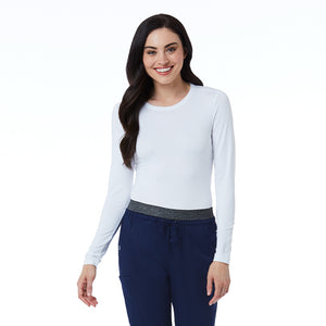 MAEVN 6909 WOMEN’S WHITE BASIC LONG SLEEVE UNDERSCRUB TEE | BELLA SCRUBS ETC.