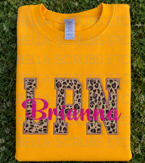 Personalized Leopard Print Embroidered Sweatshirt